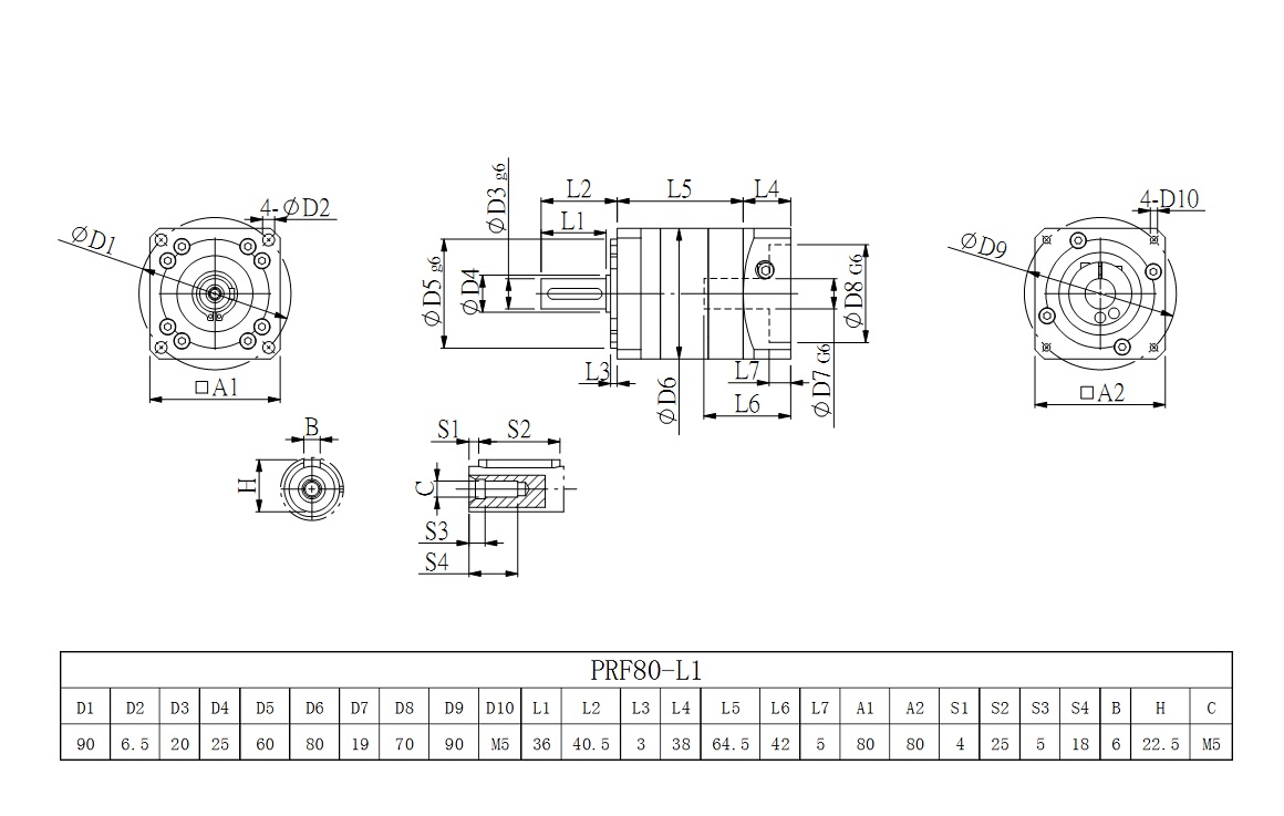 PRL80_L1系列伺服減速機圖紙 PRL80_L1系列伺服減速機圖紙